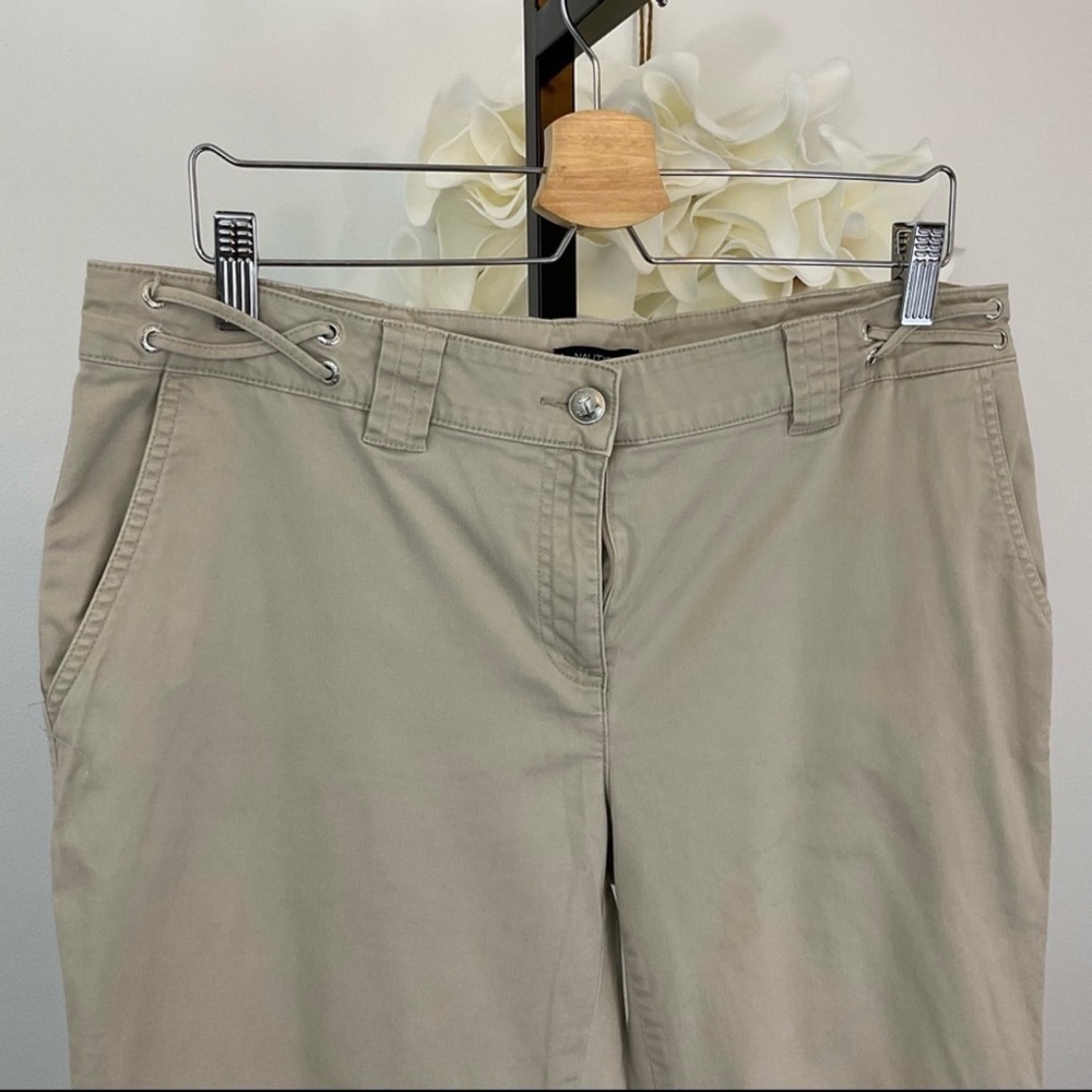 Nautica Pants Khaki Tan Cropped Ankle Length Cotton Stretch Size 14 - Picture 3 of 5